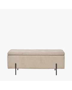 Catania Taupe Teddy Storage Bench with Black Metal Legs