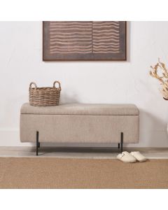 Catania Taupe Teddy Storage Bench with Black Metal Legs
