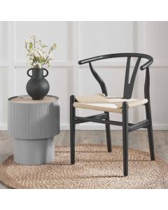 Quinn Black Beech Wood and Natural Paper Rope Dining Chair