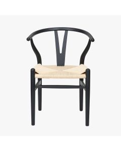 Quinn Black Beech Wood and Natural Rope Dining Chair