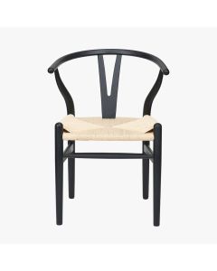 Quinn Black Beech Wood and Natural Paper Rope Dining Chair