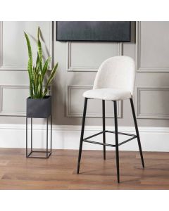 Turi Pebble Linen Mix and Black Metal Bar Stool