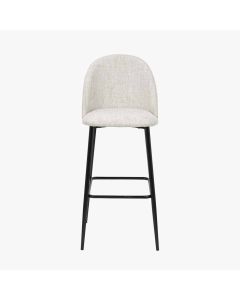 Turi Pebble Linen Mix and Black Metal Bar Stool