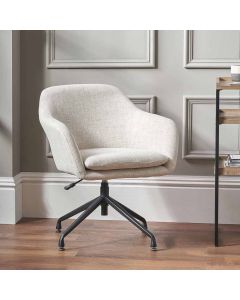 Rosolini Pebble Linen Mix and Black Metal Swivel Rise and Fall Chair