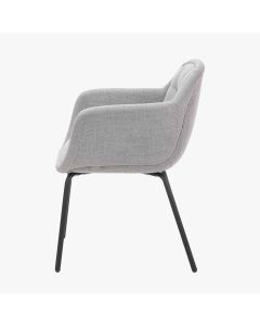 Alba Grey Linen Mix and Black Metal Carver Dining Chair