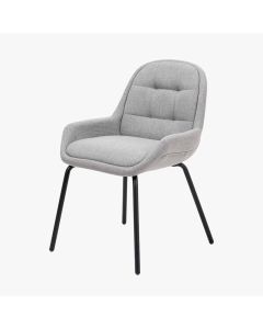 Alba Grey Linen Mix and Black Metal Dining Chair