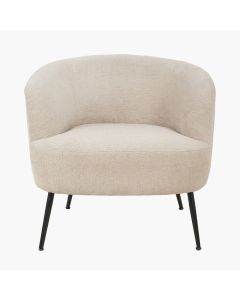 Aviana Taupe Teddy and Black Metal Chair