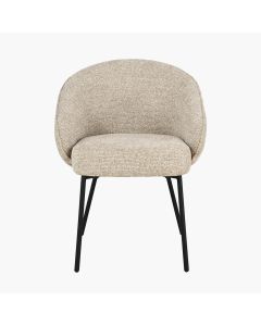 Kelsby Mocha Textured Marl Chenille and Black Metal Tub Dining Chair