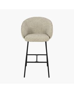 Kelsby Mocha Textured Marl Chenille and Black Metal Tub Bar Stool