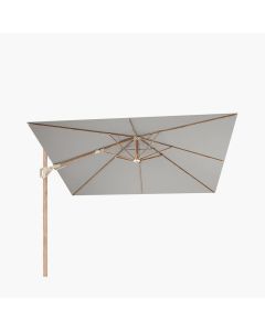 Platinum Premium Challenger T2 Cantilever Parasol 300x300x265cm. Teak Look Aluminium Frame. Manhattan Grey  Canopy