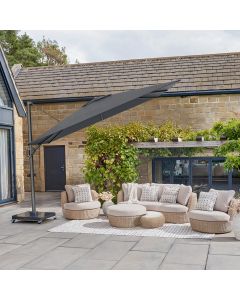 Platinum Challenger Premium T2 Cantilever Parasol 350x260x264cm. Anthracite Frame. Faded Black Canopy 