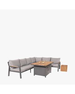 Stockholm Anthracite Outdoor Corner Seating Set including Fire Pit Table