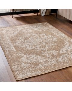 Indoor Outdoor Natural and White Vintage Design Rug