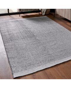 Outdoor Graphite and White Basket Weave Design Rug