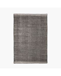 Outdoor Graphite and White Basket Weave Design Rug