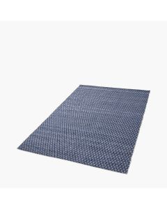 Indoor Outdoor Denim Blue and White Ikat Design Rug