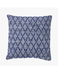 Indoor Outdoor Denim Blue and White Ikat Design Scatter Cushion