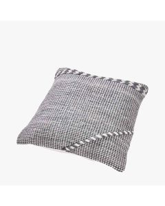 Indoor Outdoor Grey and White Plaited Stripe Design Scatter Cushion