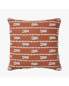 Indoor Outdoor Terracotta and White Braid Design Scatter Cushion