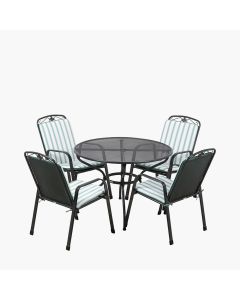 Savoy 4 Seat Set with Green Stripe Cushions