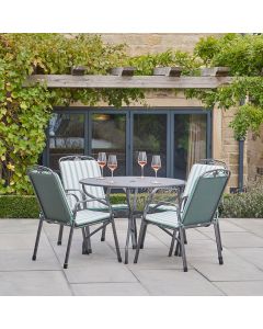 Savoy 4 Seat Set with Green Stripe Cushions