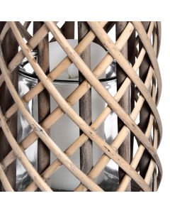 Medium Wicker Lantern with Glass Hurricane