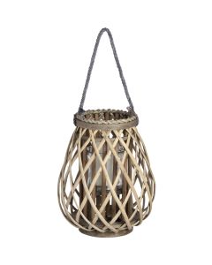 Small Wicker Bulbous Lantern