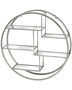 Large Circular Silver Wall Hanging Multi Shelf