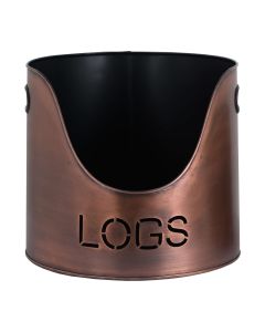 Copper Finish Logs And Kindling Buckets & Matchstick Holder