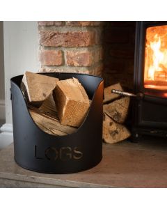 Black Finish Logs And Kindling Buckets & Matchstick Holder