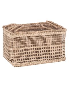 S/3 Open Weave Seagrass Oblong Handled Baskets