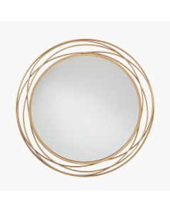 Antique Gold Metal Round Wall Mirror