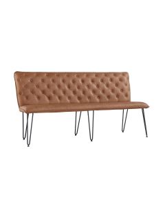 Essentials Studded back bench 180cm with hairpin legs in Tan