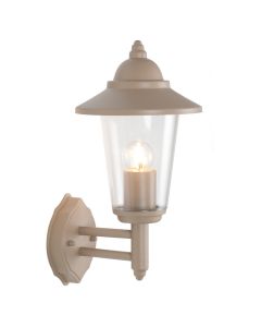 Taupe Metal Curved Glass Lantern Wall Uplighter