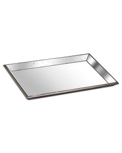 Astor Distressed Large Mirrored Tray With Wooden Detailing