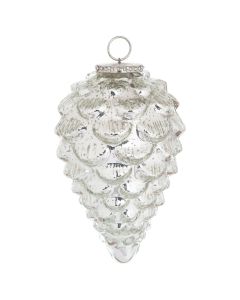 The Noel Collection Silver Teardrop Acorn Large Bauble