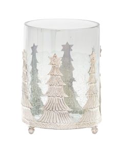 Noel Collection Medium Christmas Tree Crackled Candle Holder