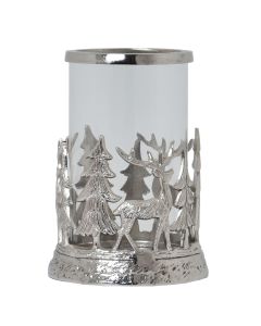 Silver Stag Scene Hurricane Lantern