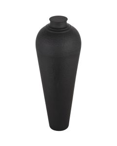 Matt Black Large Hammered Vase With Lid