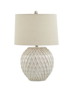 Lattice Ceramic Table Lamp With Linen Shade