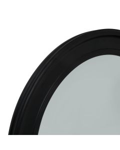 Black Wood Round Framed Mirror