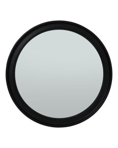 Black Wood Round Framed Large Mirror