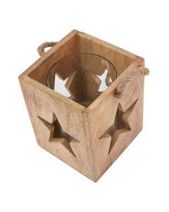 Natural Wooden Large Star Tealight Candle Holder