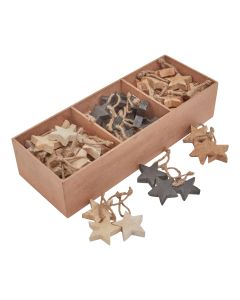 Pack Of 90 Wooden Star Hanging Decorations