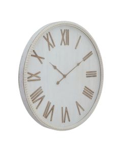 Large Rustic White Clock With Beaded Frame