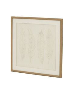 Alta White Feathers Art Mounted Picture In Beaded Frame