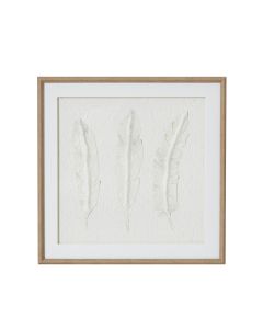 Solli White Feathers Art Mounted In Beaded Frame