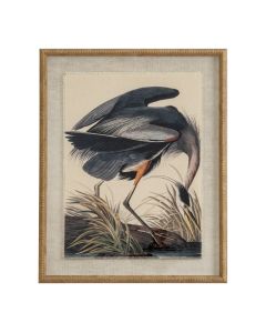 Flora & Fauna Collection Heron On Linen In Beaded Frame