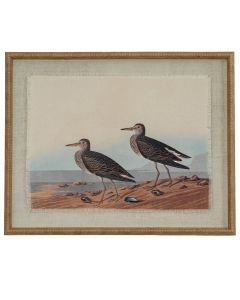 Flora & Fauna Collection Sandpipers On Linen In Beaded Frame