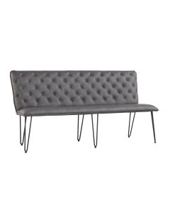 Essentials Studded back bench 180cm with hairpin legs in Grey